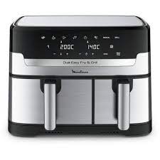friteuse moulinex a air dual easy fry &grill 8.3 L ,  en acier inoxydable , EZ905D20
